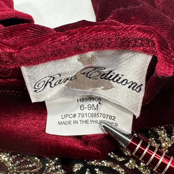 Rare Edition Girl's Size 6-9 Month Dress And Plastic Short Set Red Preowned - Picture 3 of 16